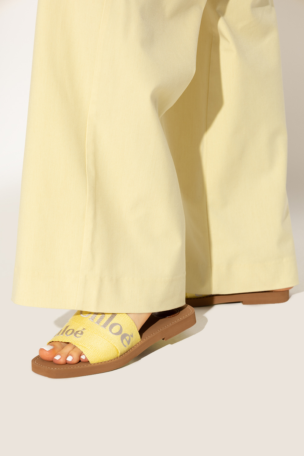 Yellow 'Woody' slides Chloé - SchaferandweinerShops Tonga